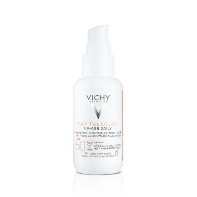 VICHY CAPITAL SOLEIL UV-AGE DAILY VODENI FLUID PROTIV STARENJA TONIRAN SPF 50+ 40ML