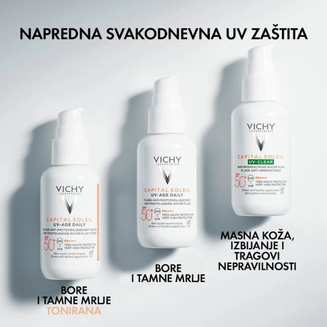 VICHY CAPITAL SOLEIL UV-AGE DAILY VODENI FLUID PROTIV STARENJA TONIRAN SPF 50+ 40ML