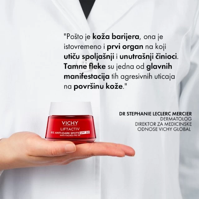 VICHY LIFTACTIV SPECIALIST B3 DARK SPOTS KREMA PROTIV TAMNIH HIPERPIGMENTACIJSKIH FLEKA I BORA SPF 50, 50ML