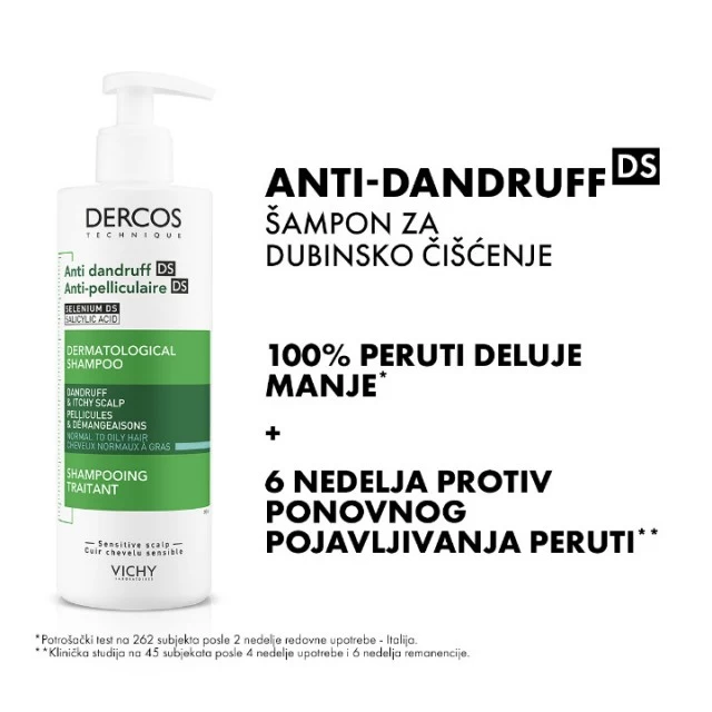 VICHY DERCOS ANTI-DANDRUFF ŠAMPON PROTIV PERUTI ZA NORMALNU DO MASNU KOSU 500 ML  REFILL