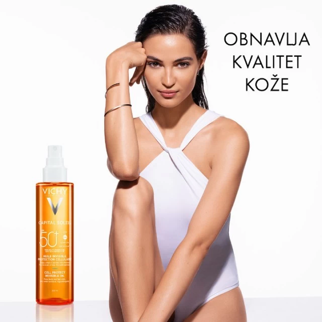VICHY CAPITAL SOLEIL CELL PROTECT ZAŠTITNO ULJE ZA LICE, TELO I VRHOVE KOSE SPF50+ 200ML