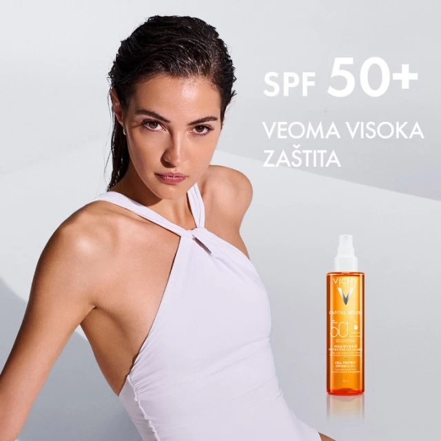 VICHY CAPITAL SOLEIL CELL PROTECT ZAŠTITNO ULJE ZA LICE, TELO I VRHOVE KOSE SPF50+ 200ML