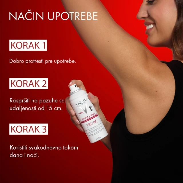 VICHY DEODORANT CLINICAL CONTROL ANTIPERSPIRANT SPREJ PROTIV ZNOJENJA 125ML