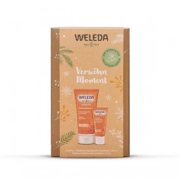 WELEDA SET KREMASTI GEL ZA TUŠIRANJE PASJI TRN 200ML + KREMA ZA RUKE PASJI TRN 50ML GRATIS