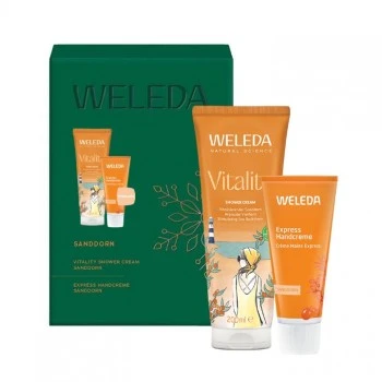 WELEDA SET KREMASTI GEL ZA TUŠIRANJE PASJI TRN 200ML + KREMA ZA RUKE PASJI TRN 50ML GRATIS