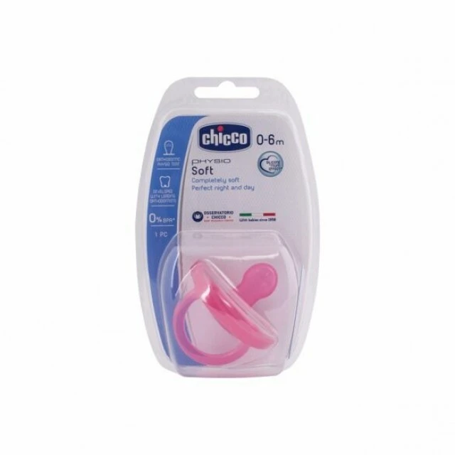 CHICCO VARALICA GIOTTO PHYSIO SOFT SILIKONSKA ROZE DO 6 MESECI