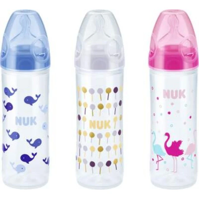 NUK FLAŠICA CLASSIC PLASTIČNA 250 ML, SILIKONSKA CUCLA S PROTOK, UZRAST 6-18M, 741625