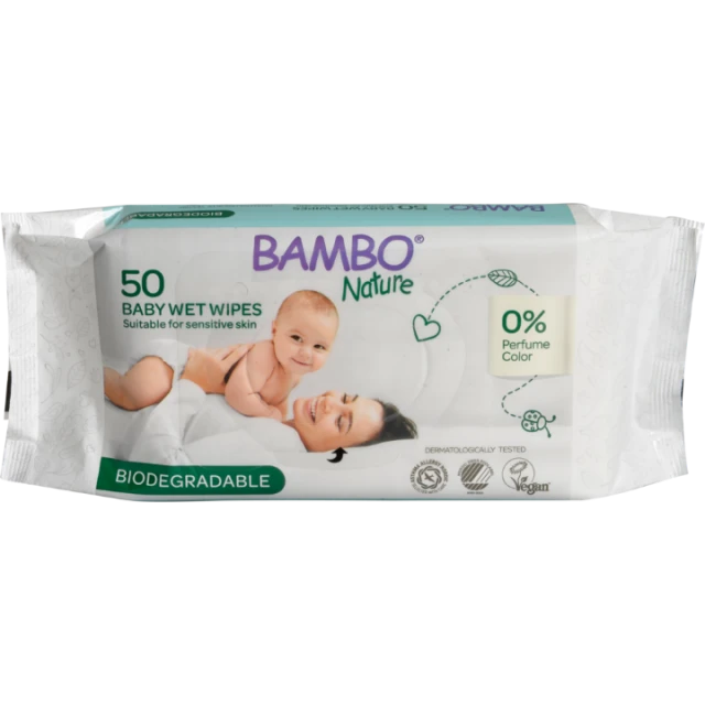 BAMBO NATURE VLAŽNE MARAMICE PLASTIC FREE 17 x 20 cm, A 50