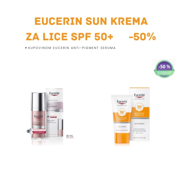 EUCERIN ANTI-PIGMENT SERUM 30 ML + EUCERIN SUN KREMA ZA LICE SPF 50+ 50 ML