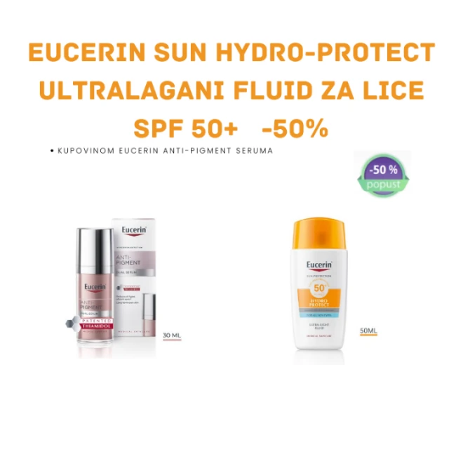 EUCERIN ANTI-PIGMENT SERUM 30 ML + EUCERIN SUN HYDRO-PROTECT ULTRALAGANI FLUID ZA ZAŠTITU LICA OD SUNCA SPF 50+ 50 ML