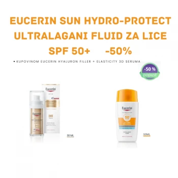 EUCERIN HYALURON FILLER + ELASTICITY 3D SERUM 30 ML + EUCERIN SUN HYDRO-PROTECT ULTRALAGANI FLUID ZA ZAŠTITU LICA OD SUNCA SPF 50+ 50 ML