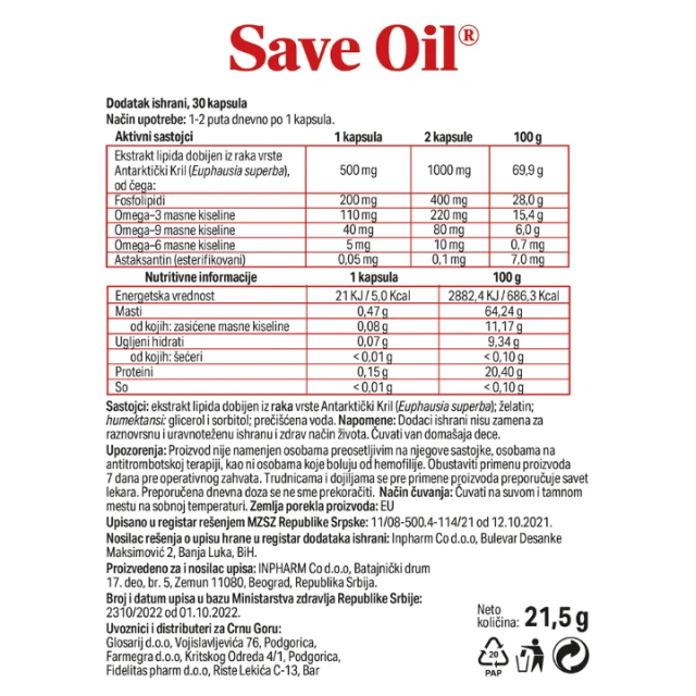 SAVE OIL KAPSULE 500MG A30