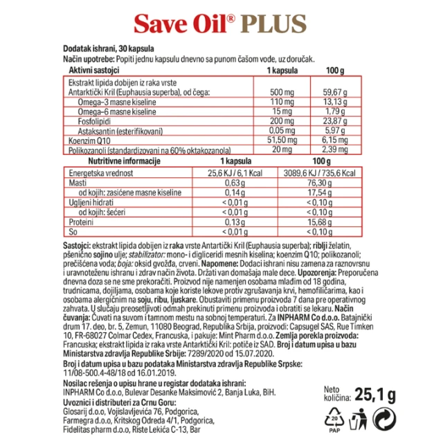 SAVE OIL PLUS KAPSULE 500MG A30