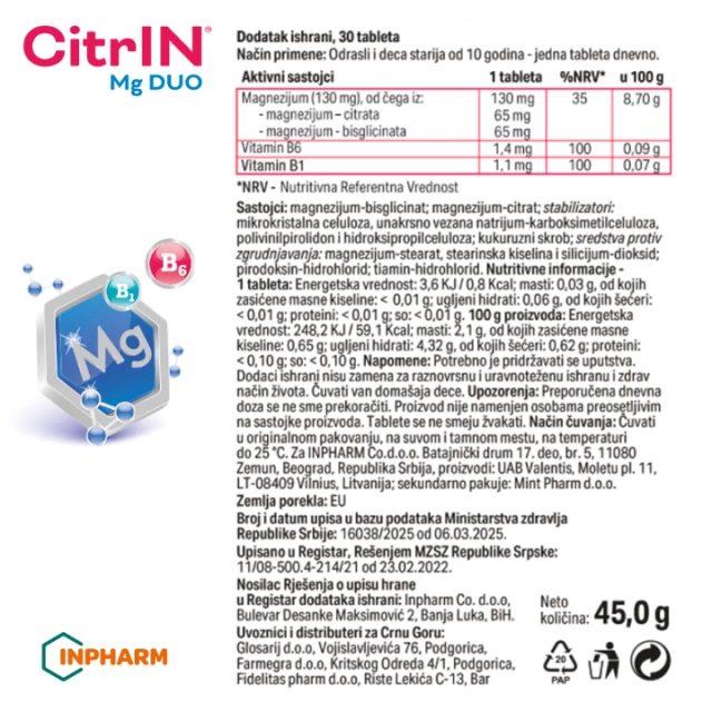CITRINN MG DUO TABLETE A30