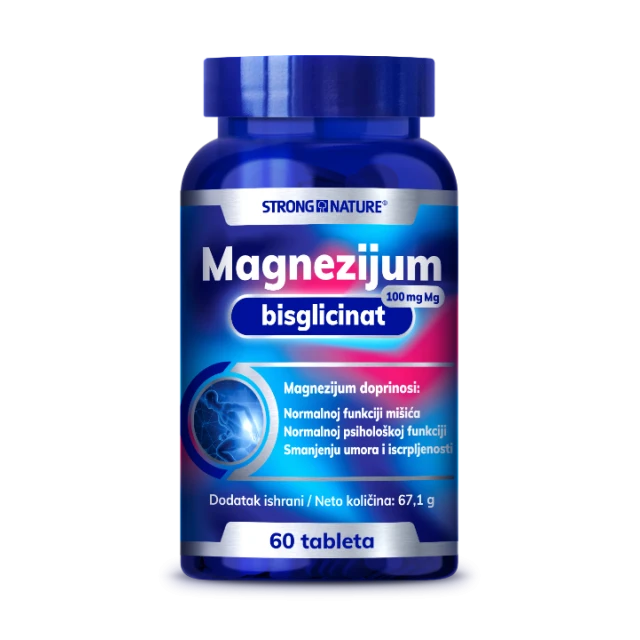 STRONG NATURE MAGNEZIJUM BISGLICINAT TABLETE 100 MG A60