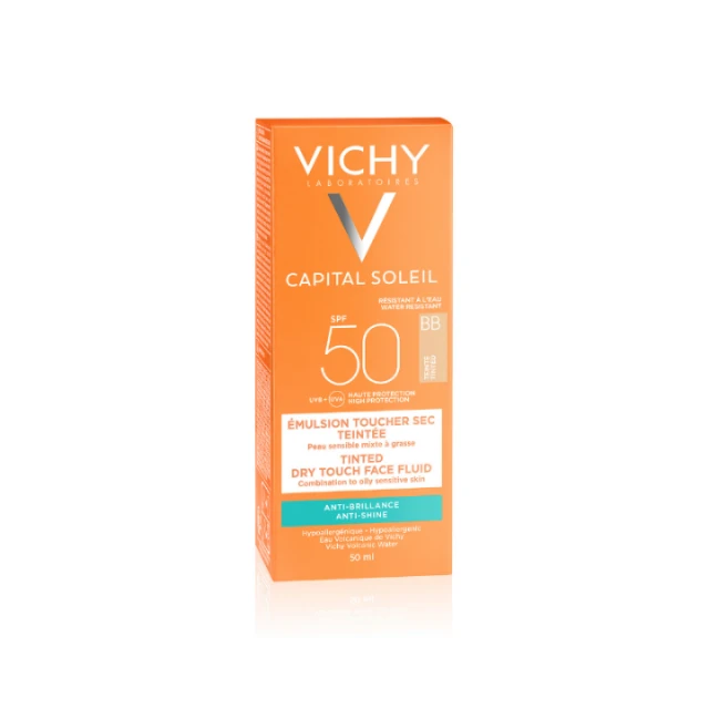 VICHY CAPITAL IDEAL SOLEIL TONIRANI DRY TOUCH FLUID PRIRODNA NIJANSA SPF 50+ 50ML