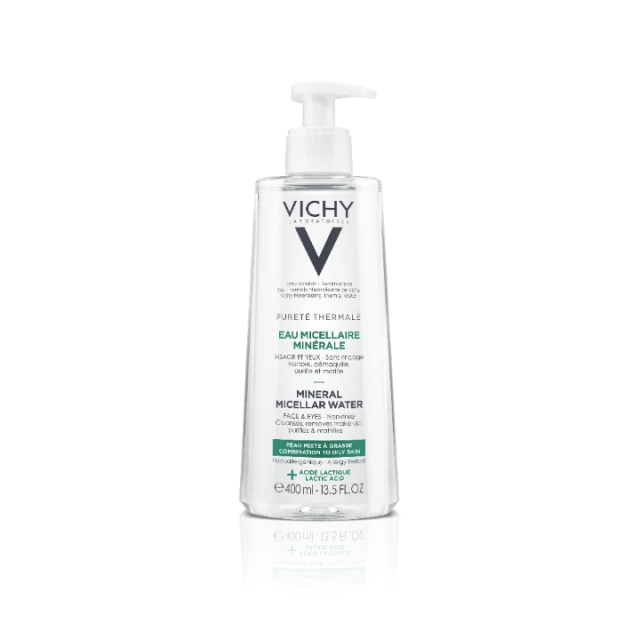 VICHY PURETE THERMALE MINERALIZOVANA MICELARNA VODA ZA MEŠOVITU DO MASNU KOŽU SA MLEČNOM KISELINOM 400ML
