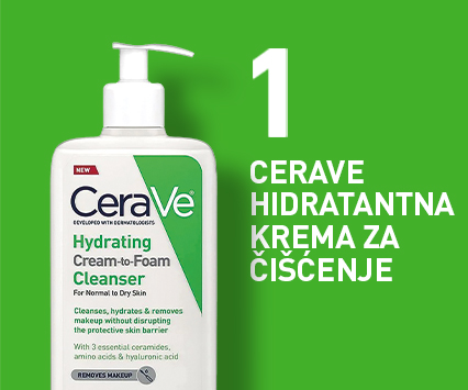 CERAVE HIDRATANTNA KREMASTO PENUŠAVA EMULZIJA ZA ČIŠĆENJE ZA NORMALNU DO SUVU KOŽU 236ML